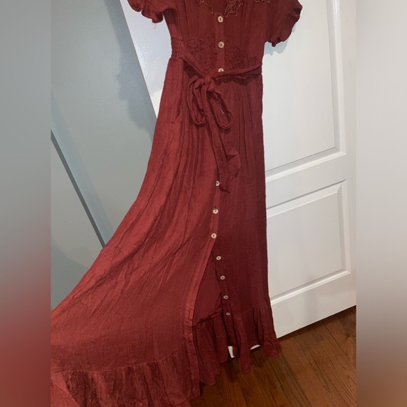 New! Free People x Revolve Colette Embroidered Eyelet Maxi Dress Cinnamon🥀 Small - Picture 12 of 16